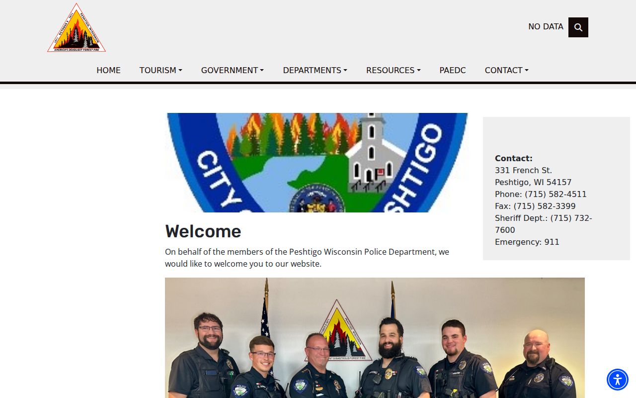 Peshtigo police criminal record contact page