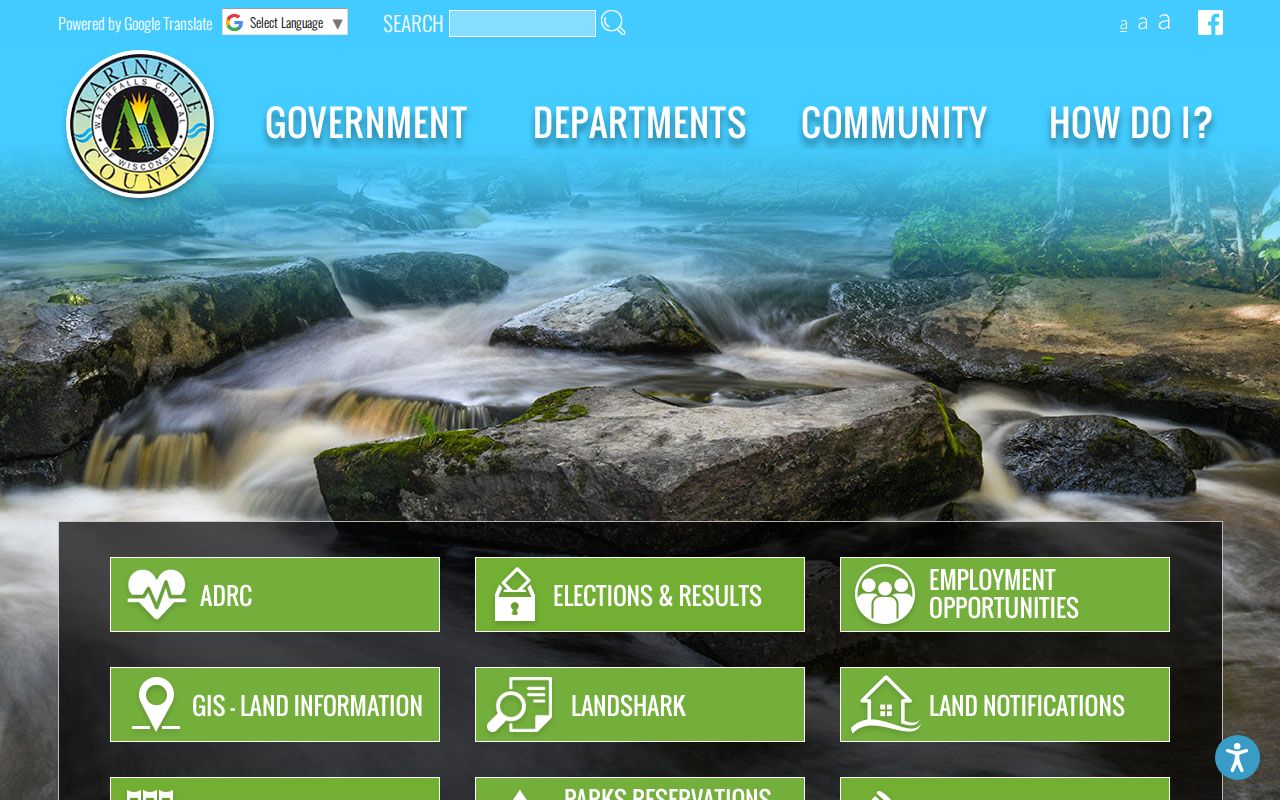 Marinette County government criminal records department page