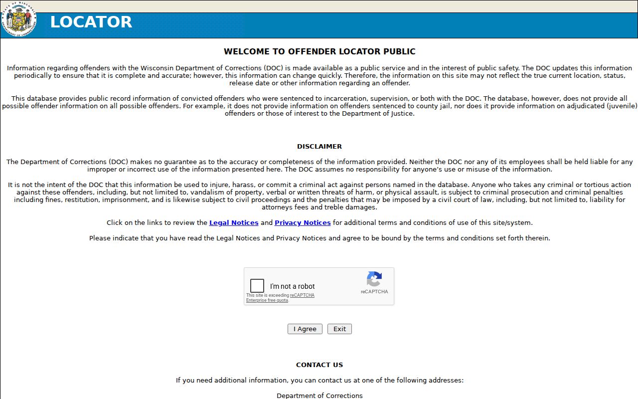 Wisconsin DOC person and supervision records for Marinette County cases