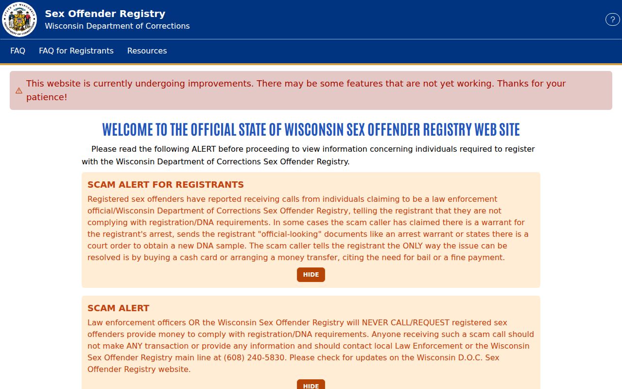 Wisconsin sex offender registry search for Marinette County records